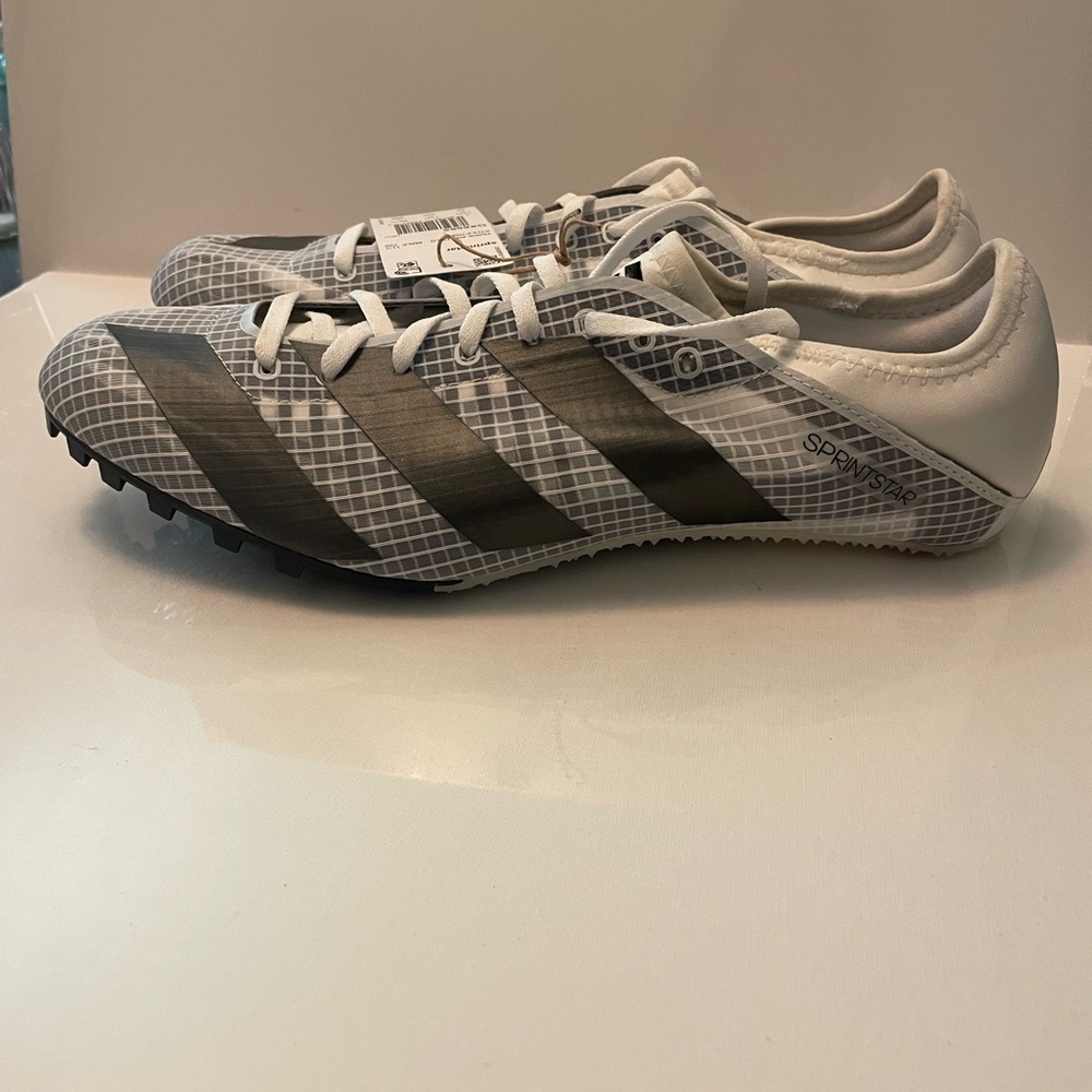 NEW adidas Sprintstar Track Field Spikes Shoes White Gray US 12 Men’s